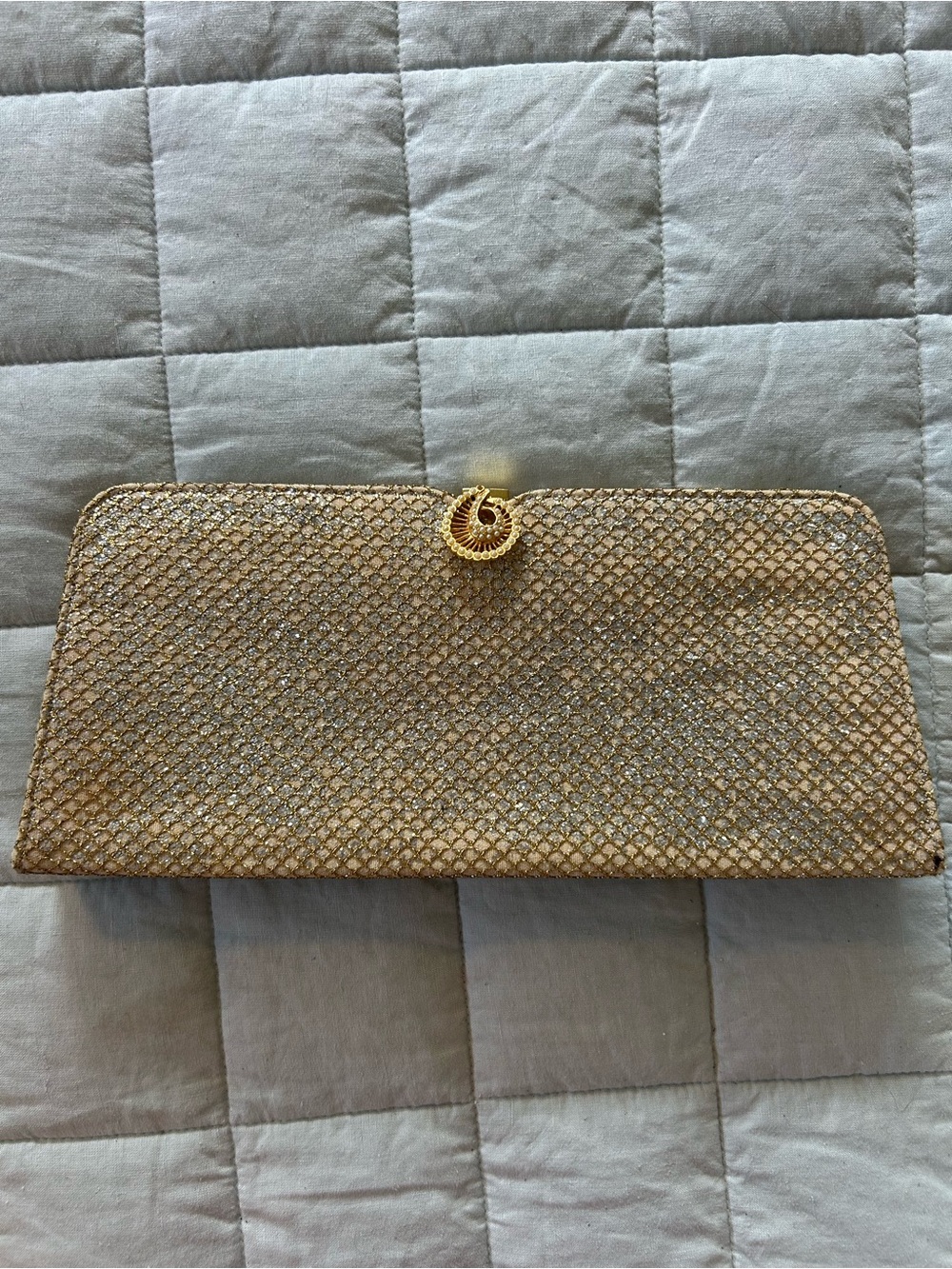 Perfectly vintage, Gold Mesh Evening Clutch - Women's Handbag